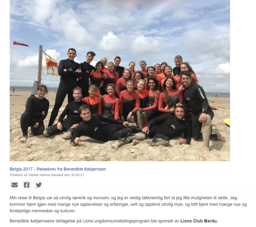 Nytt Lionsår – nye muligheter, Ungdomsutvekslin!